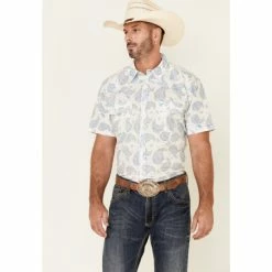 Top 10 💯 Cowboy Hardware Men's Double Paisley Print Short Sleeve Western 👚 Shirt Cream 🌟