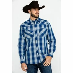 Country Outfitter Shop 19 Promo 🌟 Cowboy Hardware Men's Royal Classic Plaid Long Sleeve Western 👕 Shirt Royal Blue 🔥