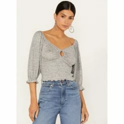 Country Outfitter Shop 25 Coupon ❤️ Wild Moss 👩 Women's Lurex Keyhole Black Top 🌟