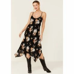 Country Outfitter Shop 27 Best reviews of 👏 Wild Moss 👩 Women's Black Floral Hanky Hem Slip Midi 👗 Dress 🎁