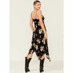 Best reviews of 👏 Wild Moss 👩 Women's Black Floral Hanky Hem Slip Midi 👗 Dress 🎁 -Country Outfitter Shop unnamed file 674