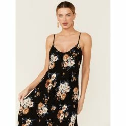 Best reviews of 👏 Wild Moss 👩 Women's Black Floral Hanky Hem Slip Midi 👗 Dress 🎁 -Country Outfitter Shop unnamed file 675